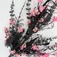 24"L Fabric Flower/EVA Leaf/Beads Spray: Black and Pink, Halloween Greenery Stem, Trendy Witch Pumpkin Greenery Filler Bush, 60919, FH807156