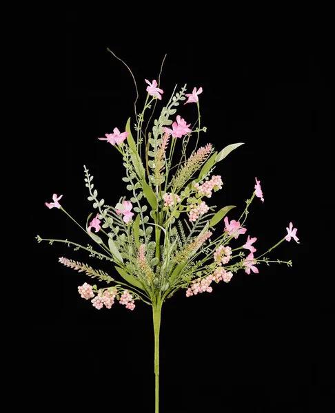 24"L Fabric Flower/EVA Leaf/Beads Spray: Pink, Pink Greenery Stem, Greenery Filler Bush with Leaves Buds and Pink Berries, 60919, FH807115