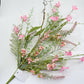 24"L Fabric Flower/EVA Leaf/Beads Spray: Pink, Pink Greenery Stem, Greenery Filler Bush with Leaves Buds and Pink Berries, 60919, FH807115