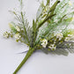 24"L Fabric Flower/EVA Leaf/Beads Spray: White, White Greenery Stem, Greenery Filler Bush with Leaves Buds  White Berries, 60919, FH807127
