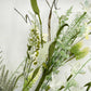24"L Fabric Flower/EVA Leaf/Beads Spray: White, White Greenery Stem, Greenery Filler Bush with Leaves Buds  White Berries, 60919, FH807127
