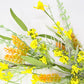 24"L Fabric Flower/EVA Leaf/Beads Spray: Yellow, Spring Greenery Stem, Easter Filler Bush with Leaves Buds Yellow Berries, 60919, FH807129