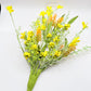 24"L Fabric Flower/EVA Leaf/Beads Spray: Yellow, Spring Greenery Stem, Easter Filler Bush with Leaves Buds Yellow Berries, 60919, FH807129