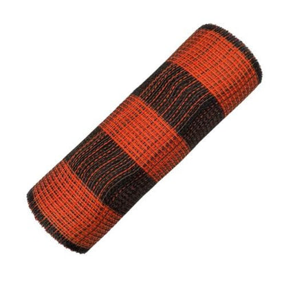 Orange & Black Check Fabric Mesh: Halloween Wreath Supply (10" x 10 Yards)