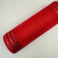 10” by 10 Yards Metallic Border Stripe Mesh: Red, Wreathmaking Supplies, Christmas Valentines or Patriotic Red Mesh Wreath Ribbon, RE850224