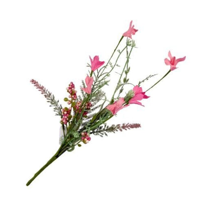 12"L Fabric Flower/EVA Leaf/Beads Pick: Pink, Pink Greenery Stem, Greenery Filler Bush with Leaves Buds Pink Berries, Mini 60919, FH812559