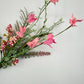 12"L Fabric Flower/EVA Leaf/Beads Pick: Pink, Pink Greenery Stem, Greenery Filler Bush with Leaves Buds Pink Berries, Mini 60919, FH812559