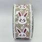 Easter Bunny Wired Ribbon: 2.5" x 10yd, Easter Wreath Supply, Natural Beige Easter Ribbon, White Bunny Face with Pink Ears Bowmaking Ribbon