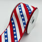 Red White and Blue Diagonal Stripe Wired Ribbon, Stars & Stripes Fourth of July Wreath Supply, Patriotic Ribbon 2.5” by 10 yards, RGE105727