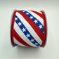 Red White and Blue Diagonal Stripe Wired Ribbon, Stars & Stripes Fourth of July Wreath Supply, Patriotic Ribbon 2.5” by 10 yards, RGE105727