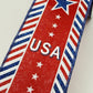 Red White and Blue USA on Diagonal Stripes Wired Ribbon, Fourth of July Wreath Supply, Patriotic Royal Ribbon 2.5” by 10 yards, RGE163127