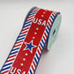 Red White and Blue USA on Diagonal Stripes Wired Ribbon, Fourth of July Wreath Supply, Patriotic Royal Ribbon 2.5” by 10 yards, RGE163127