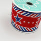 Red White and Blue USA on Diagonal Stripes Wired Ribbon, Fourth of July Wreath Supply, Patriotic Royal Ribbon 2.5” by 10 yards, RGE163127