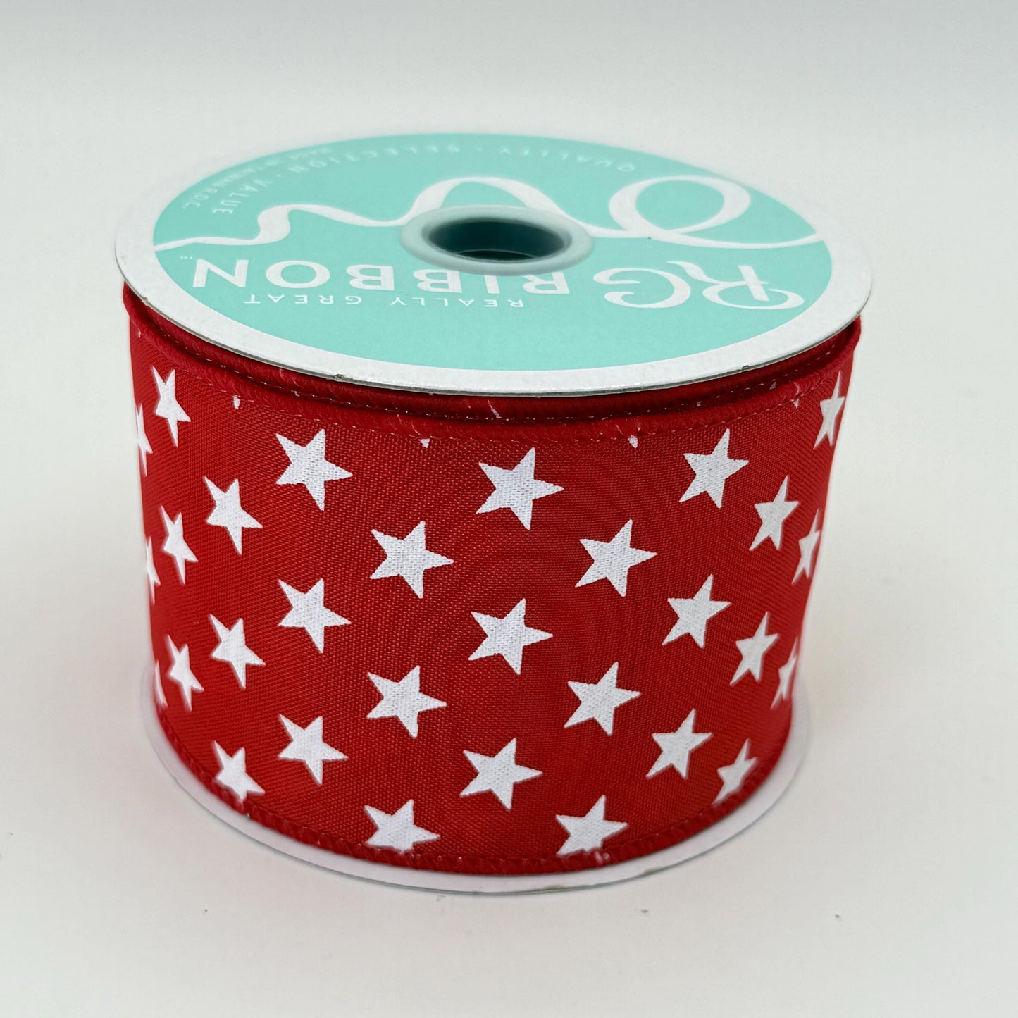 Red with White Stars Wired Ribbon, Fourth of July Wreath Supply, Independence Day Bowmaking, Patriotic Ribbon 2.5” by 10 yards, RGE111524