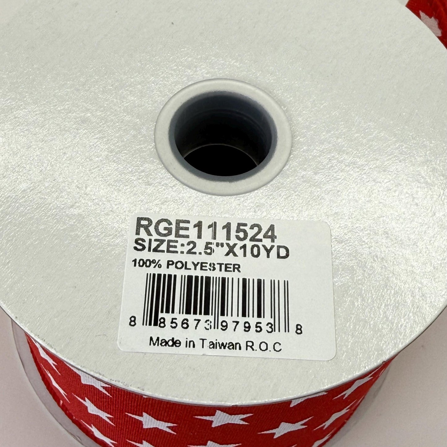 Red with White Stars Wired Ribbon, Fourth of July Wreath Supply, Independence Day Bowmaking, Patriotic Ribbon 2.5” by 10 yards, RGE111524