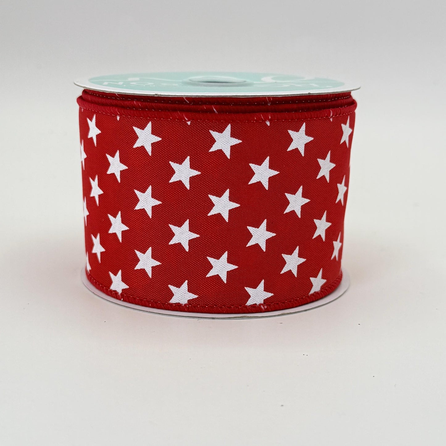 Red with White Stars Wired Ribbon, Fourth of July Wreath Supply, Independence Day Bowmaking, Patriotic Ribbon 2.5” by 10 yards, RGE111524
