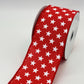 Red with White Stars Wired Ribbon, Fourth of July Wreath Supply, Independence Day Bowmaking, Patriotic Ribbon 2.5” by 10 yards, RGE111524