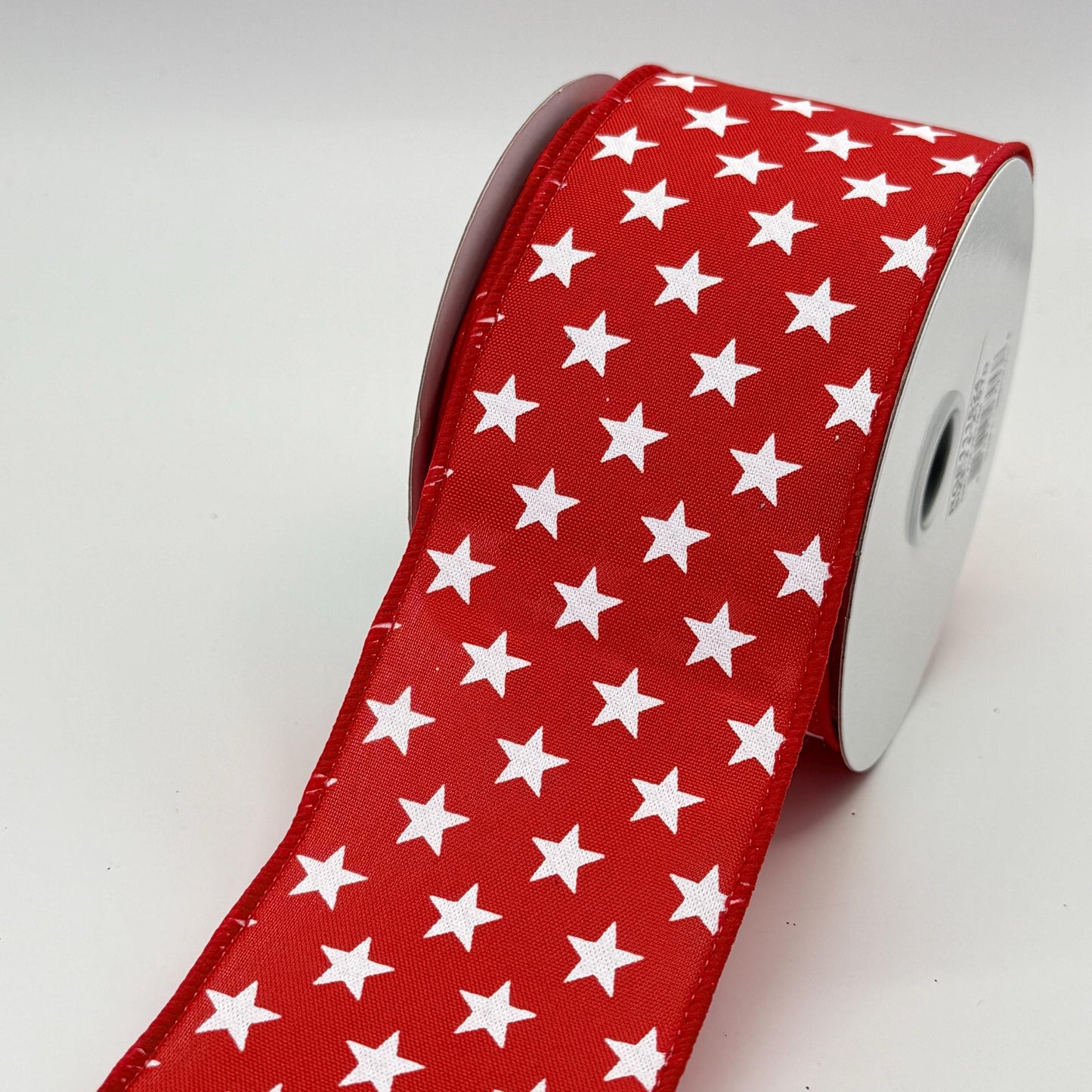 Red with White Stars Wired Ribbon, Fourth of July Wreath Supply, Independence Day Bowmaking, Patriotic Ribbon 2.5” by 10 yards, RGE111524