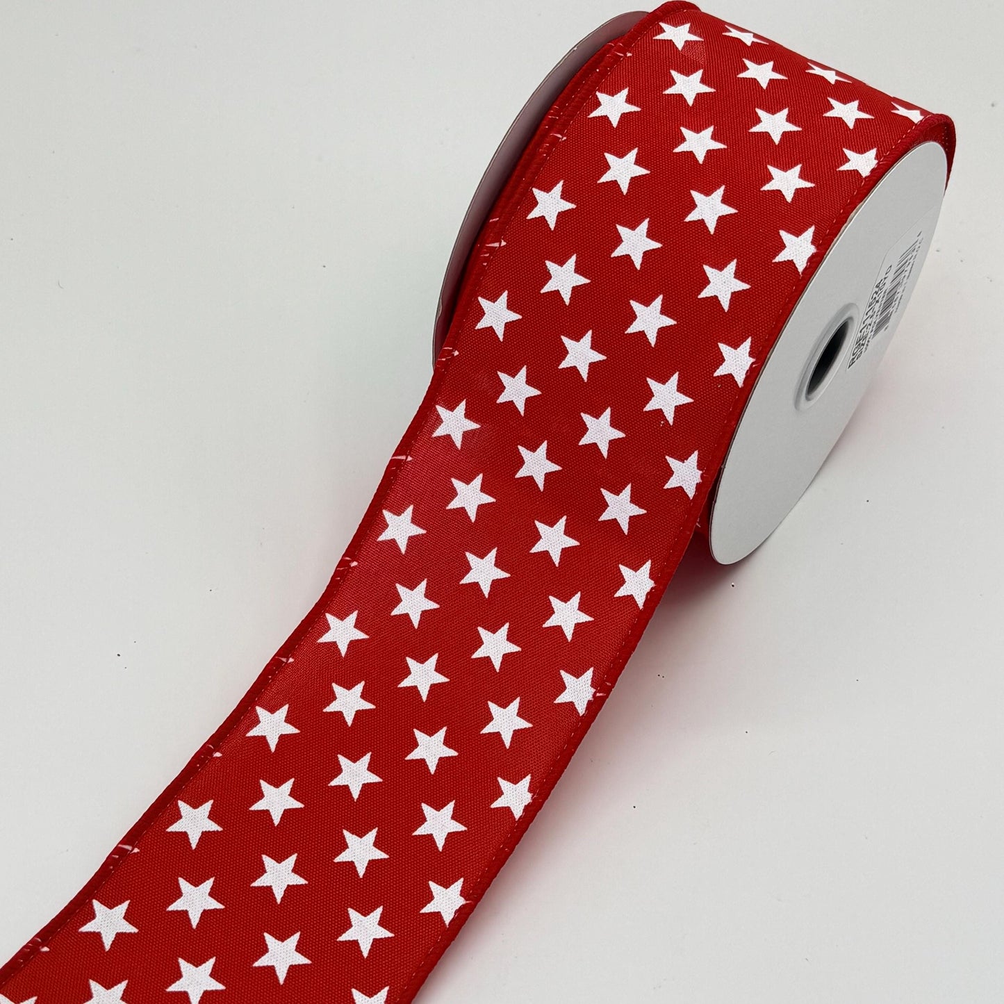 Red with White Stars Wired Ribbon, Fourth of July Wreath Supply, Independence Day Bowmaking, Patriotic Ribbon 2.5” by 10 yards, RGE111524