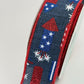 Navy Blue Rockets Wired Ribbon, Fourth of July Wreath Supply, Independence Day Bowmaking, Patriotic Ribbon 1.5” by 10 yards, RGE119919