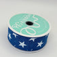 Blue with White Stars Wired Ribbon, Fourth of July Wreath Supply, Independence Day Bowmaking, Patriotic Ribbon 1.5” by 10 yards, RGE111525