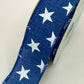 Blue with White Stars Wired Ribbon, Fourth of July Wreath Supply, Independence Day Bowmaking, Patriotic Ribbon 1.5” by 10 yards, RGE111525