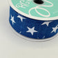 Blue with White Stars Wired Ribbon, Fourth of July Wreath Supply, Independence Day Bowmaking, Patriotic Ribbon 1.5” by 10 yards, RGE111525