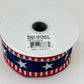 Red White Blue Stars and Stripes Wired Ribbon, Fourth of July Wreath Supply, Independence Day Patriotic Ribbon 1.5” by 10 yards, RGE1079A1
