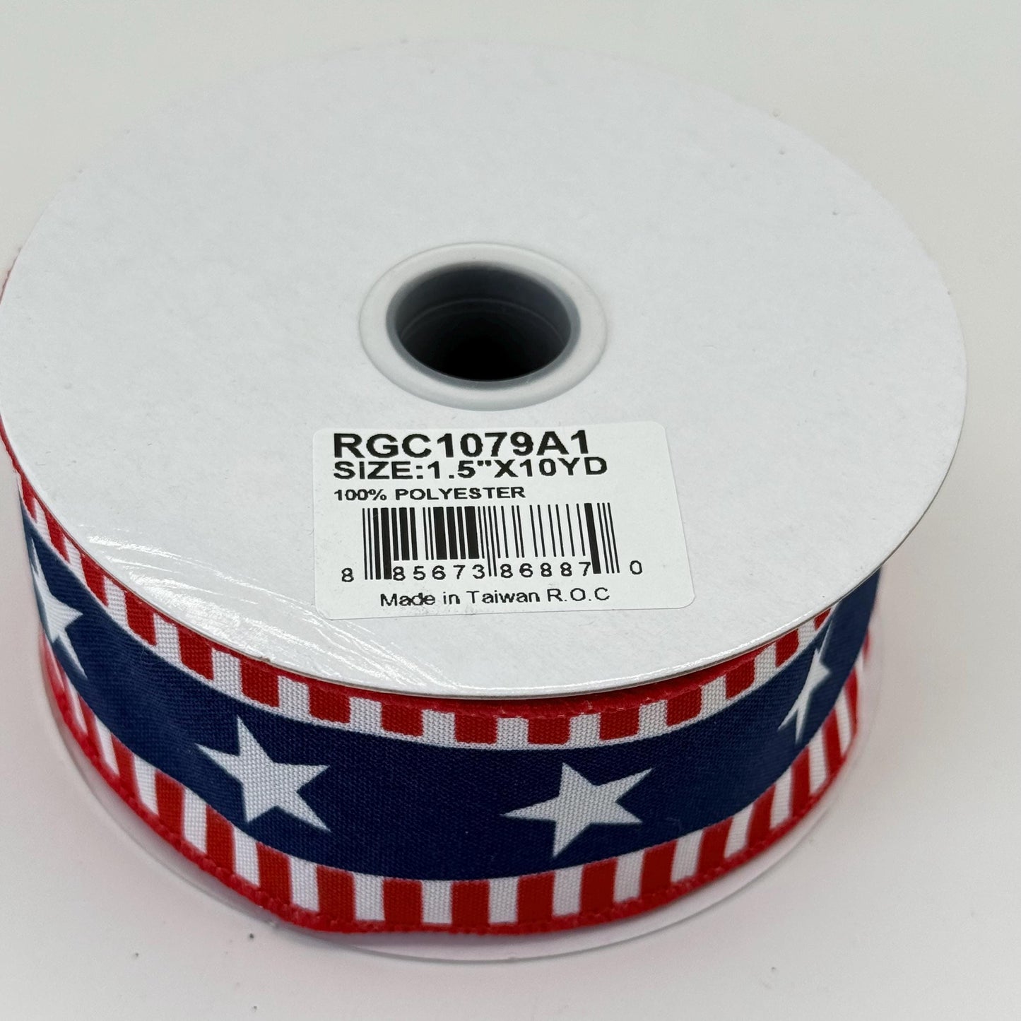 Red White Blue Stars and Stripes Wired Ribbon, Fourth of July Wreath Supply, Independence Day Patriotic Ribbon 1.5” by 10 yards, RGE1079A1