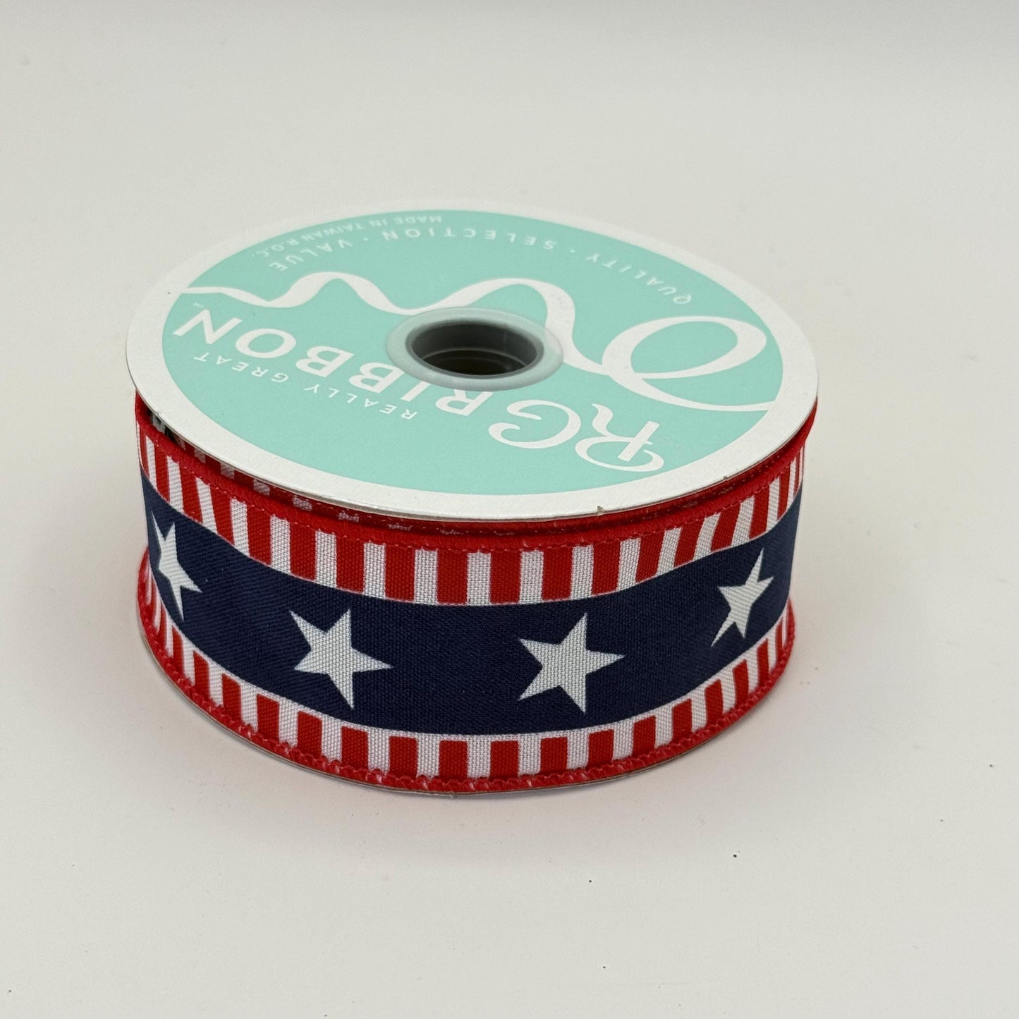 Red White Blue Stars and Stripes Wired Ribbon, Fourth of July Wreath Supply, Independence Day Patriotic Ribbon 1.5” by 10 yards, RGE1079A1