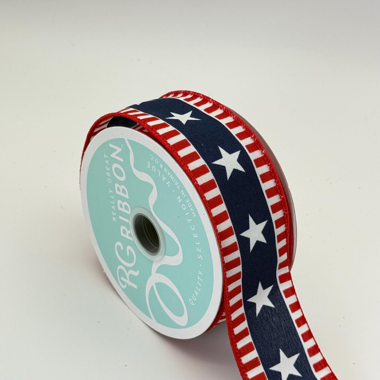 Red White Blue Stars and Stripes Wired Ribbon, Fourth of July Wreath Supply, Independence Day Patriotic Ribbon 1.5” by 10 yards, RGE1079A1