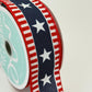Red White Blue Stars and Stripes Wired Ribbon, Fourth of July Wreath Supply, Independence Day Patriotic Ribbon 1.5” by 10 yards, RGE1079A1