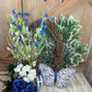 Butterfly Grapevine Kit WITH VIDEO, Blue and White Chinoiserie Butterfly Wreath Kit, Spring DIY Wall Decoration, Grapevine Floral Bundle