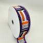 Halloween Brush Stroke Wired Ribbon, Orange Purple Stripe Wreath Supply, White Ribbon with Purple Tinsel Edge 1.5” by 10 yards, RG089265F