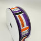 Halloween Brush Stroke Wired Ribbon, Orange Purple Stripe Wreath Supply, White Ribbon with Purple Tinsel Edge 1.5” by 10 yards, RG089265F