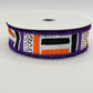Halloween Brush Stroke Wired Ribbon, Orange Purple Stripe Wreath Supply, White Ribbon with Purple Tinsel Edge 1.5” by 10 yards, RG089265F