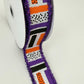 Halloween Brush Stroke Wired Ribbon, Orange Purple Stripe Wreath Supply, White Ribbon with Purple Tinsel Edge 1.5” by 10 yards, RG089265F