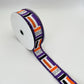 Halloween Brush Stroke Wired Ribbon, Orange Purple Stripe Wreath Supply, White Ribbon with Purple Tinsel Edge 1.5” by 10 yards, RG089265F