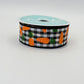 Carrot Wired Ribbon: 1.5" x 10yd, Easter Wreath Supply, Black and White Checkered Easter Ribbon with Orange Carrots, Easter Bow Ribbon