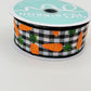 Carrot Wired Ribbon: 1.5" x 10yd, Easter Wreath Supply, Black and White Checkered Easter Ribbon with Orange Carrots, Easter Bow Ribbon