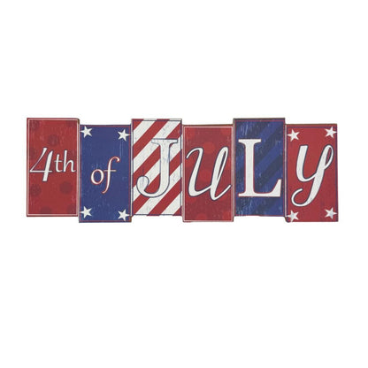 Patriotic Sign, Fourth of July Block Sign, Stars and Stripes Decor, Red White and Blue Door Hanger, 4th of July Wreath Embellishment