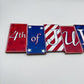 Patriotic Sign, Fourth of July Block Sign, Stars and Stripes Decor, Red White and Blue Door Hanger, 4th of July Wreath Embellishment