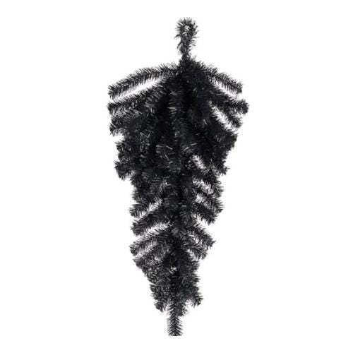 Black Wreath Swag, 36” Teardrop Swag with 90 Tips: Black, Black Swag Base for Christmas or Halloween, Long Wreath, Wreath Supplies, XX930302