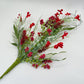 24"L Fabric Flower/EVA Leaf/Beads Spray: Red, Patriotic Greenery Stem, Christmas or Valentines Day Greenery Filler Bush, 60919, FH807124