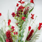 24"L Fabric Flower/EVA Leaf/Beads Spray: Red, Patriotic Greenery Stem, Christmas or Valentines Day Greenery Filler Bush, 60919, FH807124