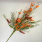 24"L Fabric Flower/EVA Leaf/Beads Spray: Orange, Easter Greenery Stem, Spring Summer Fall Greenery Filler Bush, 60919, FH807120