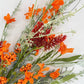 24"L Fabric Flower/EVA Leaf/Beads Spray: Orange, Easter Greenery Stem, Spring Summer Fall Greenery Filler Bush, 60919, FH807120