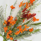 24"L Fabric Flower/EVA Leaf/Beads Spray: Orange, Easter Greenery Stem, Spring Summer Fall Greenery Filler Bush, 60919, FH807120