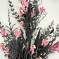 24"L Fabric Flower/EVA Leaf/Beads Spray: Black and Pink, Halloween Greenery Stem, Trendy Witch Pumpkin Greenery Filler Bush, 60919, FH807156