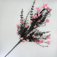 24"L Fabric Flower/EVA Leaf/Beads Spray: Black and Pink, Halloween Greenery Stem, Trendy Witch Pumpkin Greenery Filler Bush, 60919, FH807156